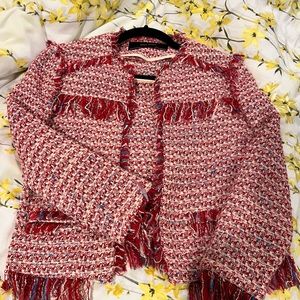 Zara Tweed Jacket with fringe XS